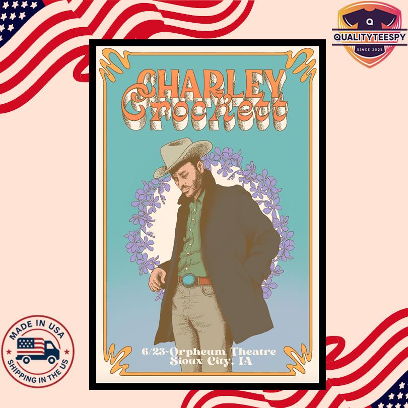 Charley Crockett 2025 Tour Poster – Orpheum Theatre Iowa – June 23