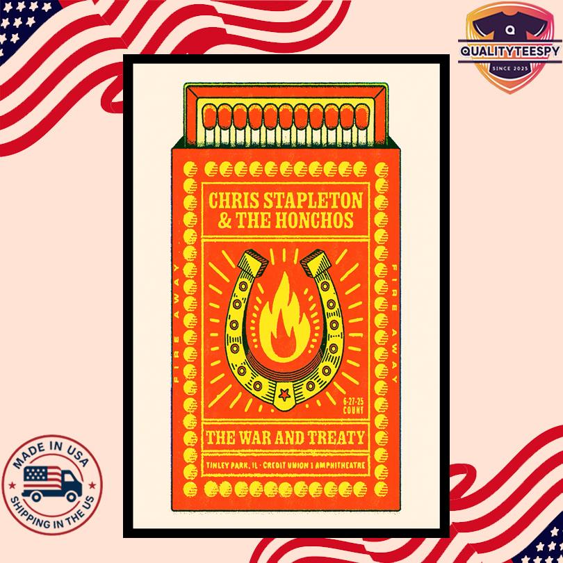 Chris Stapleton 2025 Tour Poster – Credit Union 1 Amphitheatre, Tinley Park, Illinois