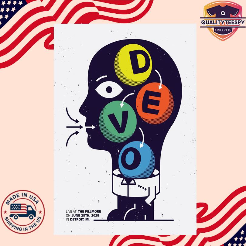 June 28 2025 DEVO The Fillmore Poster Detroit, MI