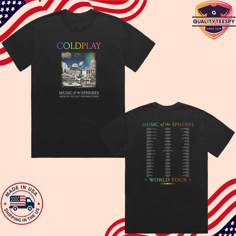 Coldplay July 19 2025 Madison WI Tour T-shirt