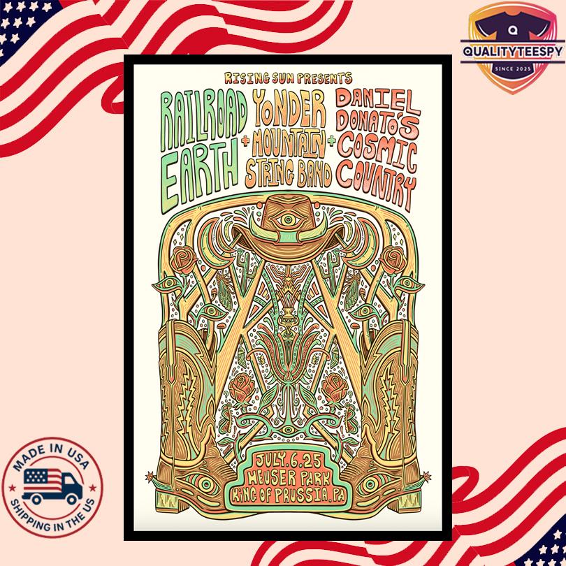 Railroad Earth And Yonder Mountain String Band Daniel Donato\'s Cosmic Country Jul 6 2025 Heuser Park. King of Prussia, PA Poster